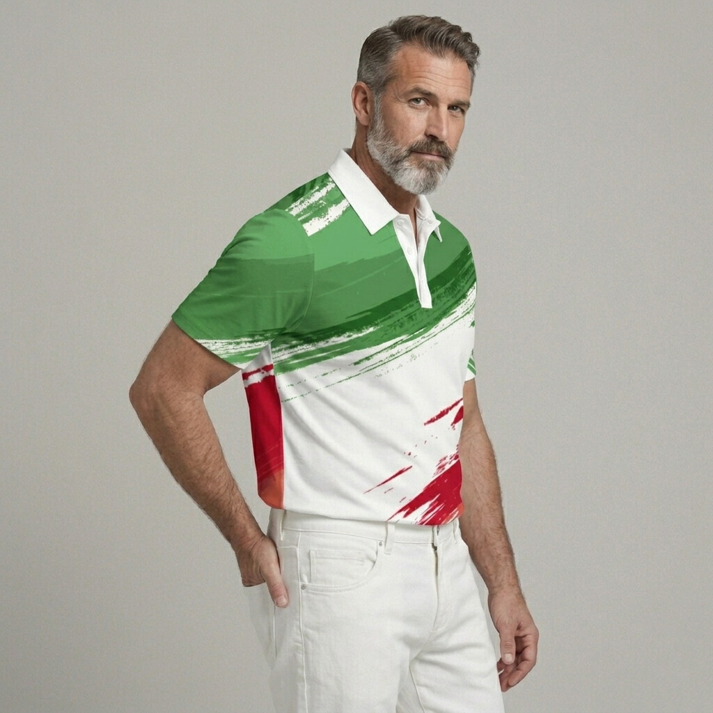 Camisa polo Sporty Colorblock Turndown Collar de manga corta para hombre