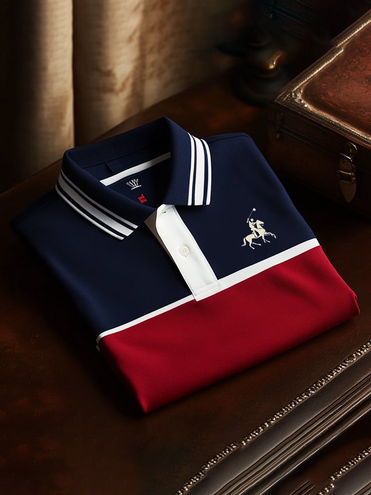 Camisa polo clásico ejecutivo Check Logo Button de manga corta para hombre