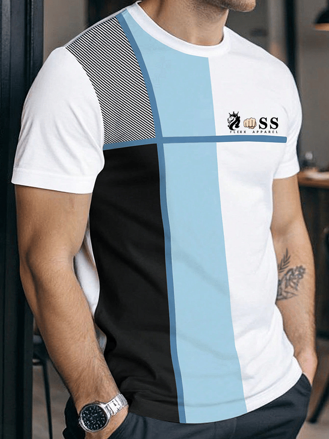 Camiseta retro Letter estampado cuello redondo para hombre