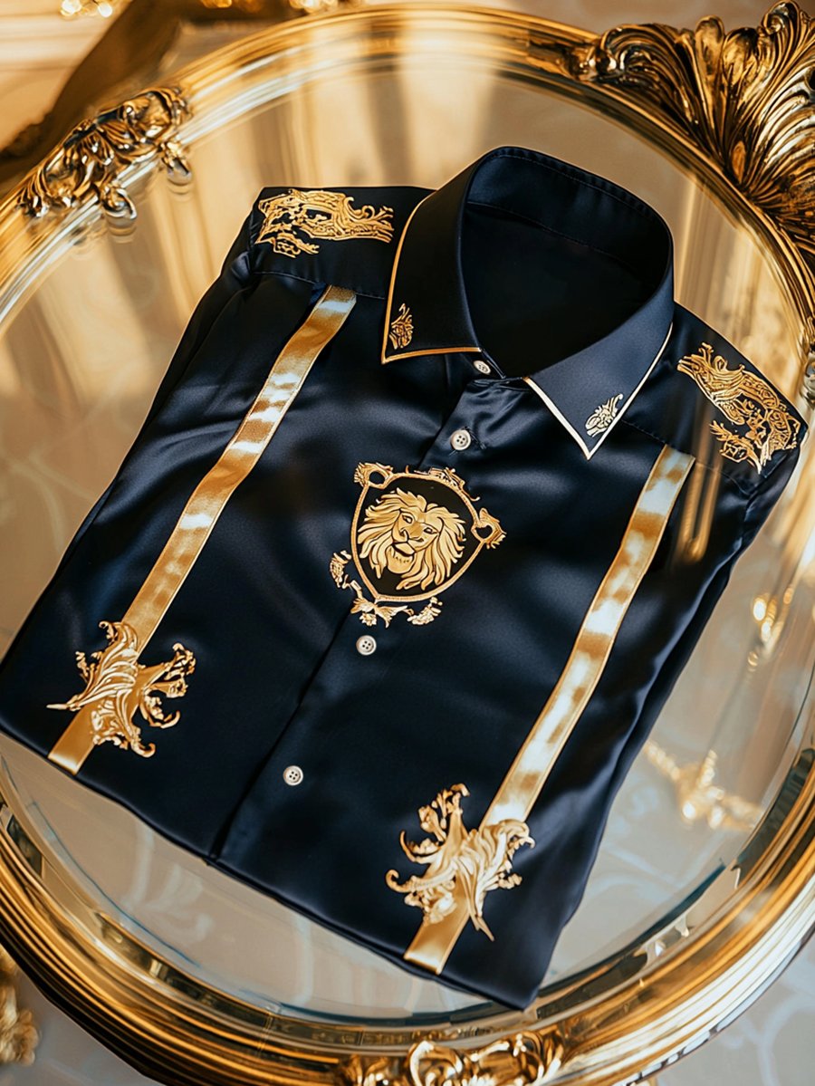 Camisa satén de lujo ejecutivo de manga larga para hombre