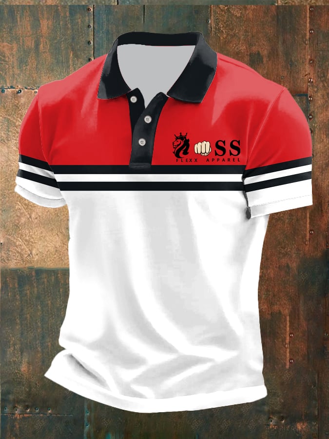 Casual retro ejecutivo Contrast Color Polo para hombre