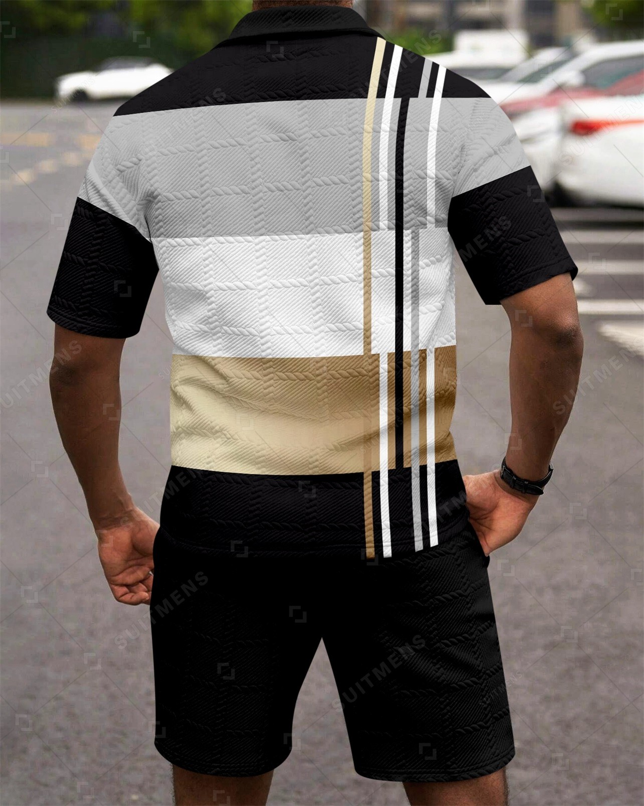 Camisa polo Colorblock Simple Texture Summer Set 259 para hombre