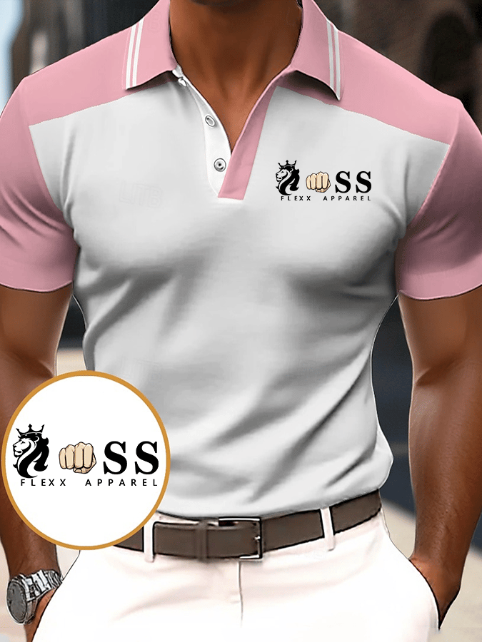 Camisa polo elegantee Letter estampado casual para hombre