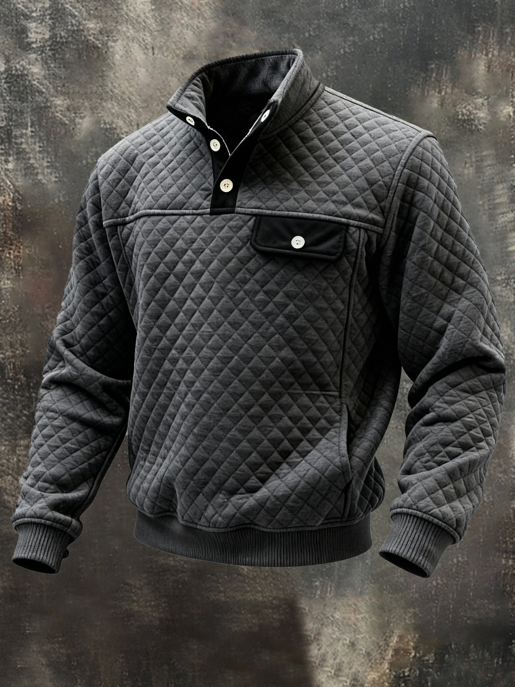 Sudadera vintage texturizado Comfortable Henley para hombre