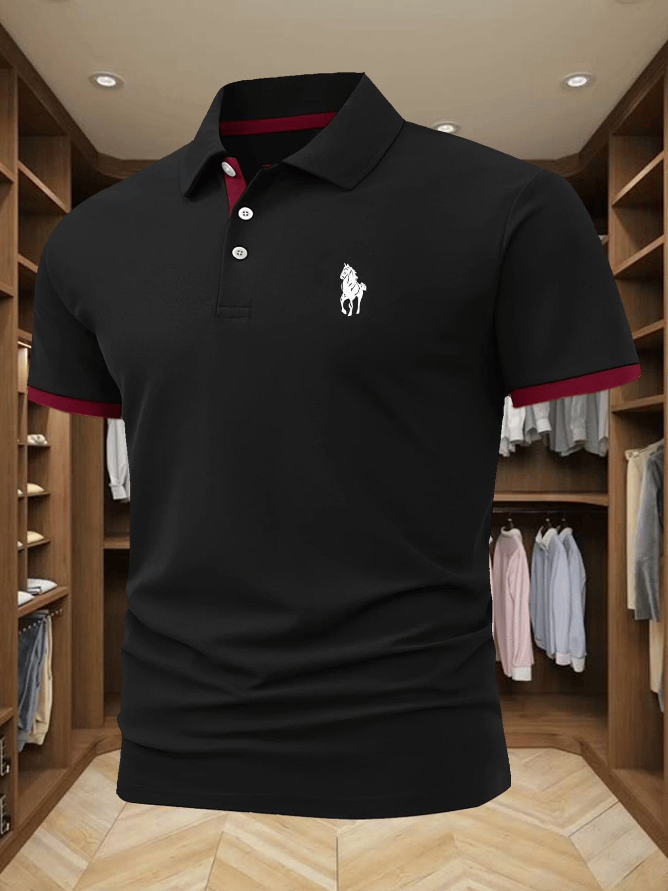 Camisa polo ejecutivo Logo con botones de manga corta para hombre
