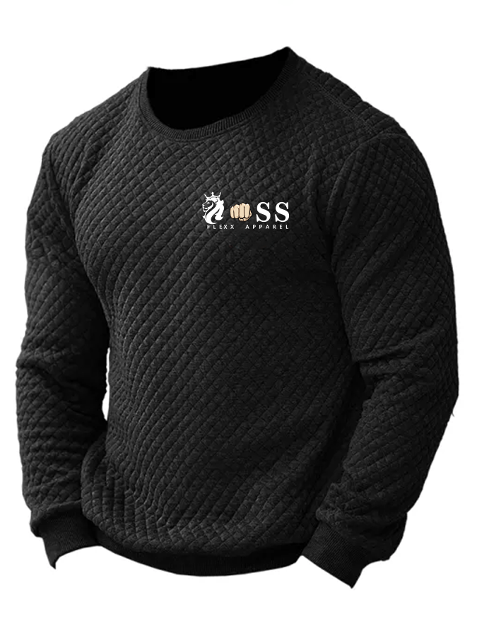 Sudadera retro Letter estampado a cuadros cuello redondo para hombre