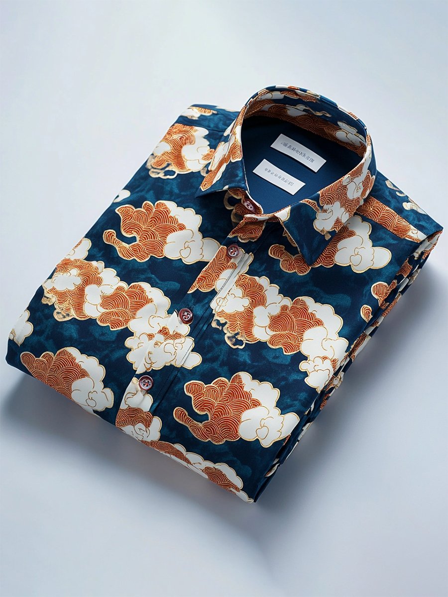 Camisa satén Luxe de manga larga con botones para hombre