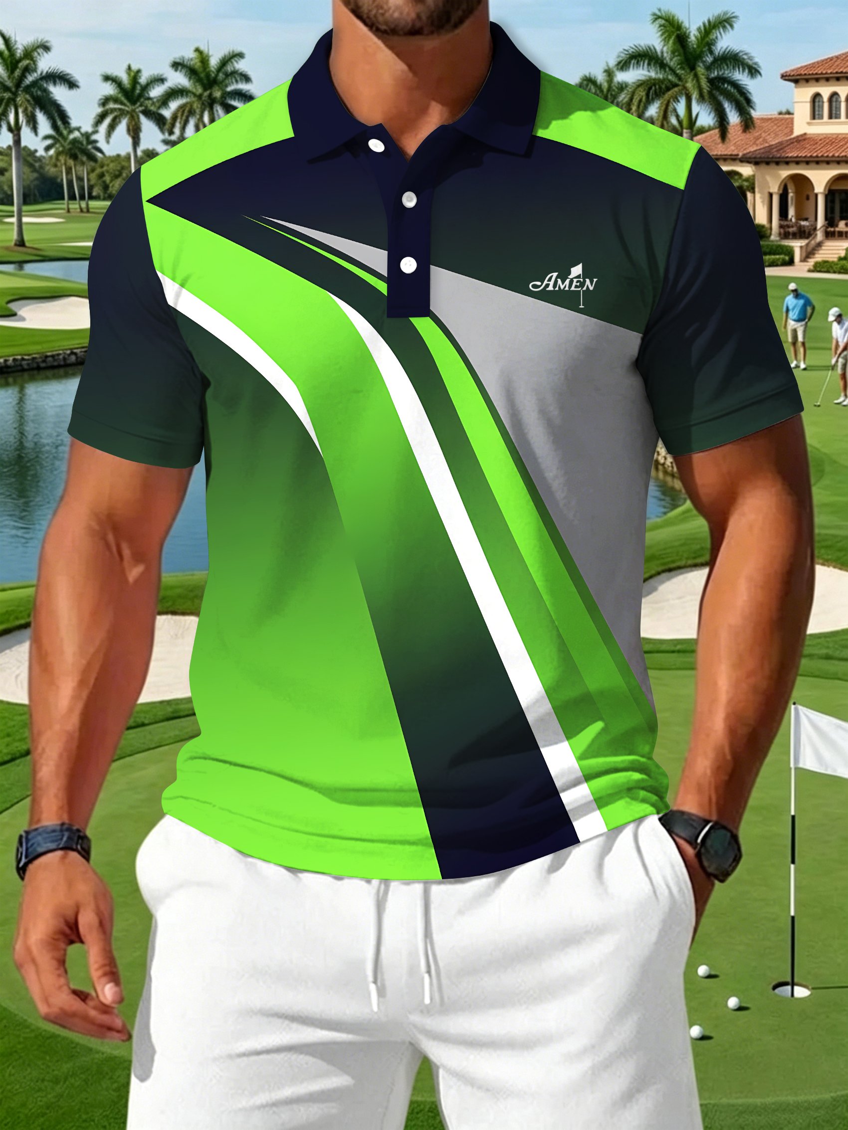 Golf estampado casual Polo para hombre