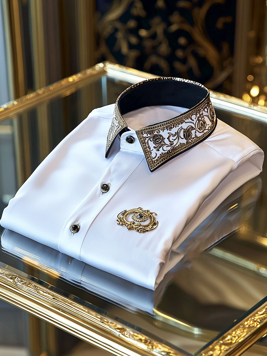 Camisa satén de lujo ejecutivo de manga larga para hombre