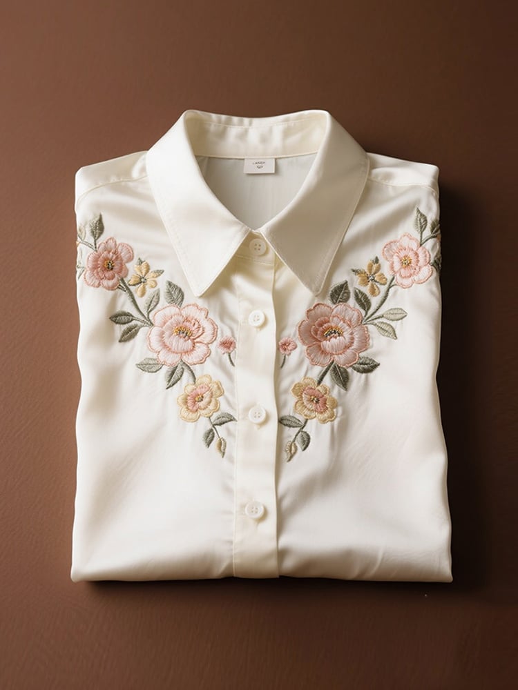 Camisa ejecutivo casual floral solapa de manga corta para hombre