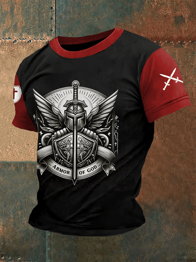 Armor Of God estampado casual Tee para hombre