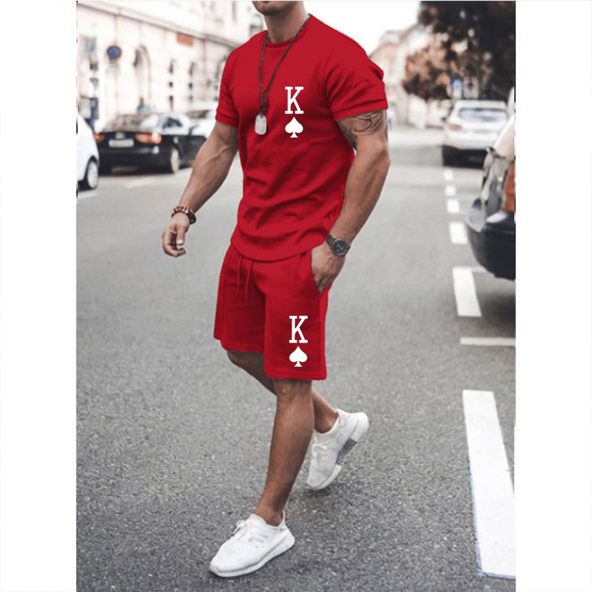 Casual de manga corta estampado Suit para hombre
