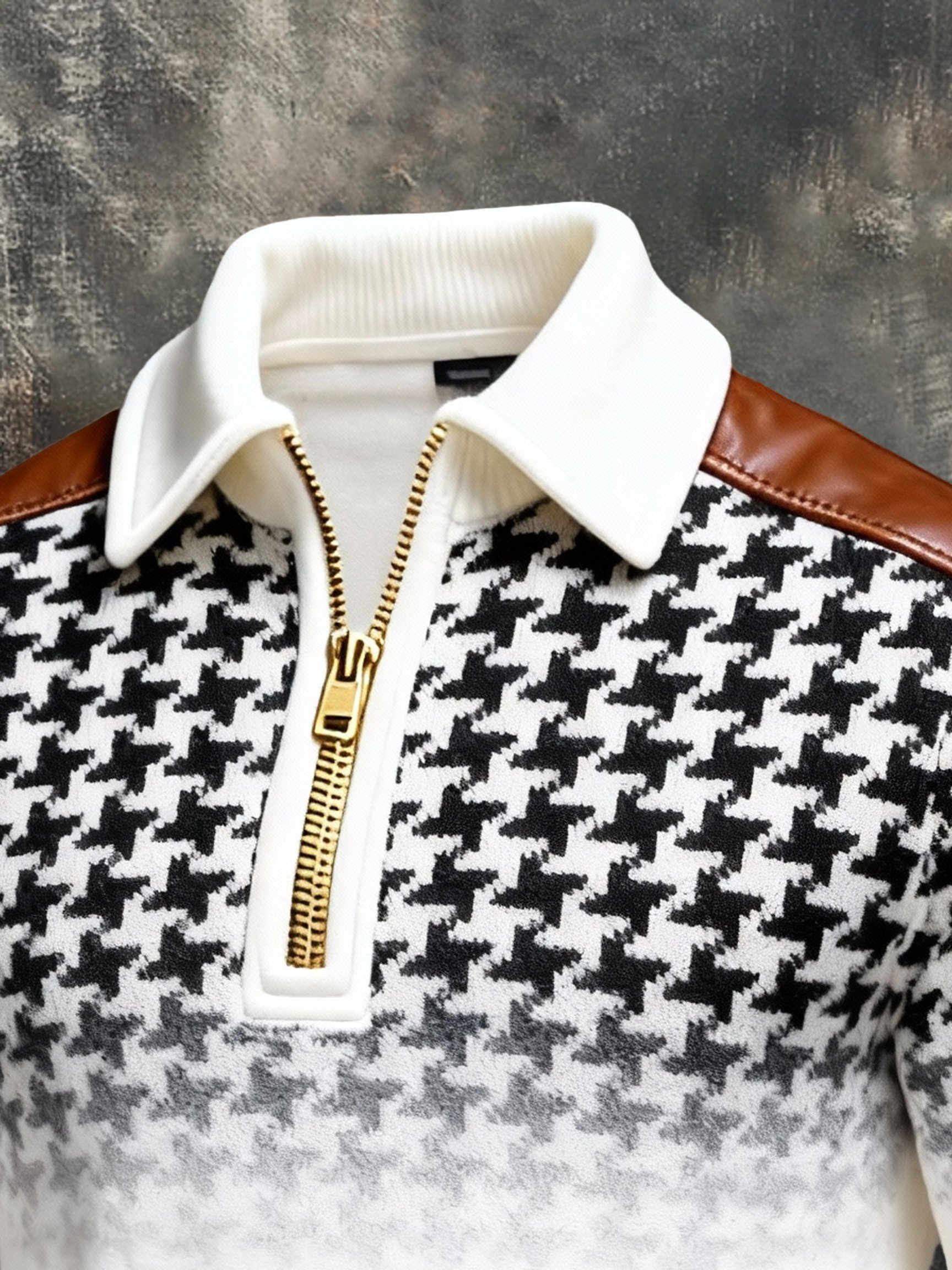 Sudadera vintage Color-Block estampado con cierre con gorrasucha para hombre
