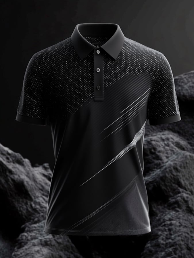 Camisa polo casual clásico Contrast Color de manga corta para hombre