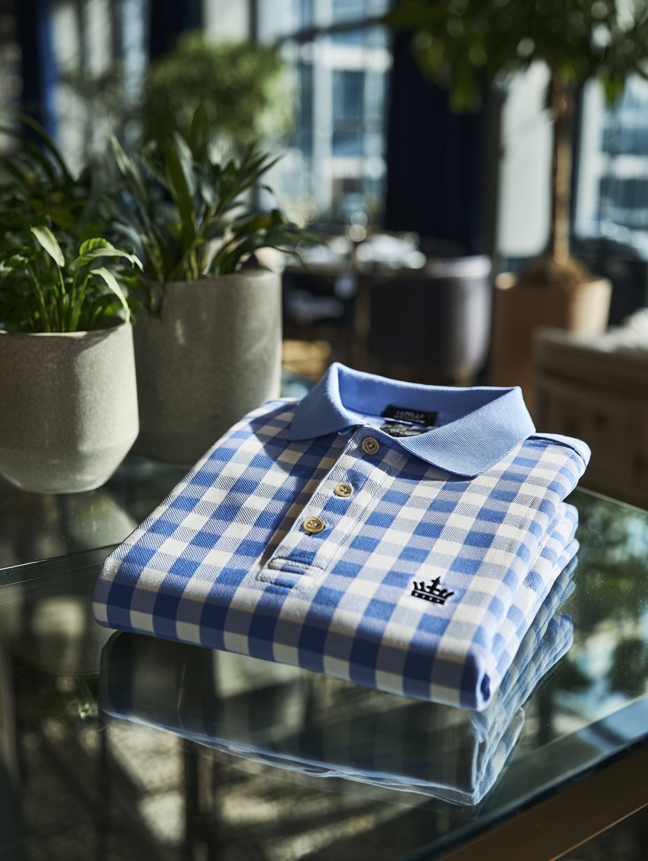 Camisa polo Check ejecutivo casual de manga corta para hombre