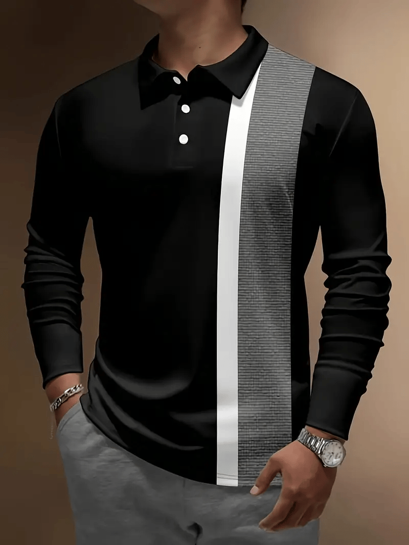 Ejecutivo casual a rayas con botones Polo para hombre