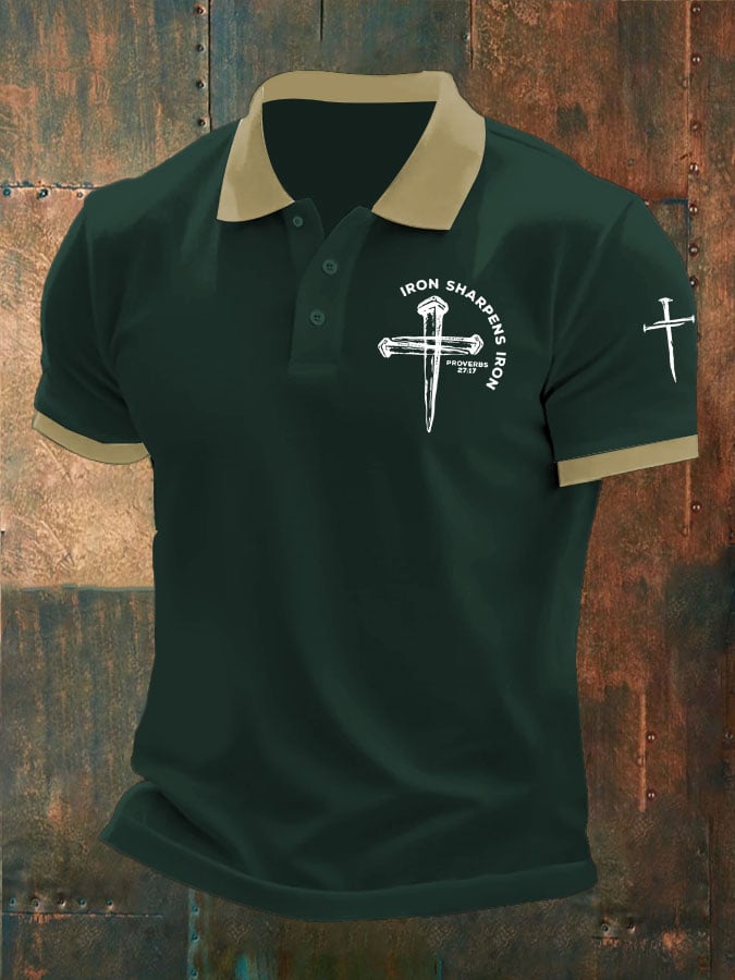 Camisa polo Iron Sharpens Iron estampado para hombre