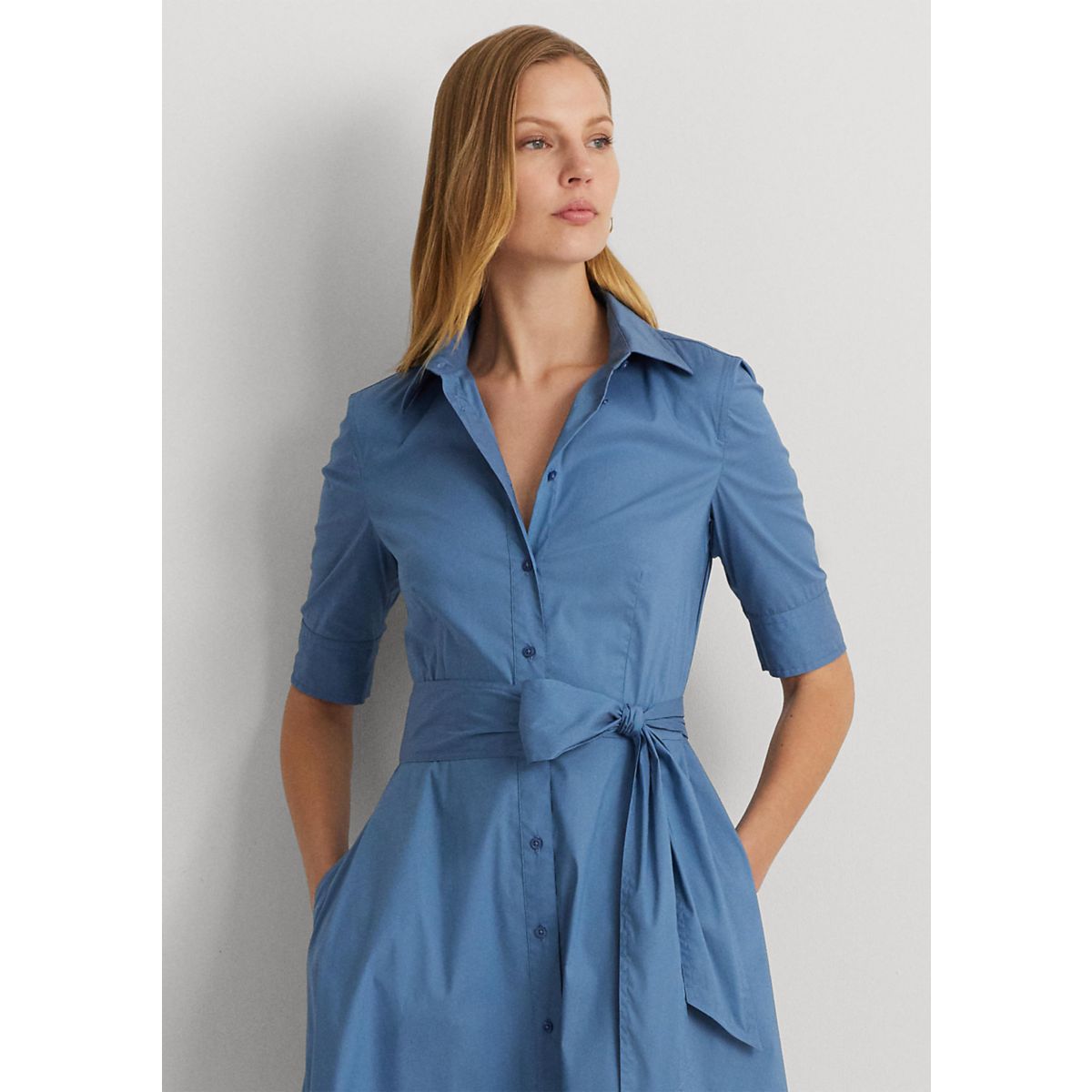 Belted Cotton Blend Shirtdress - 3