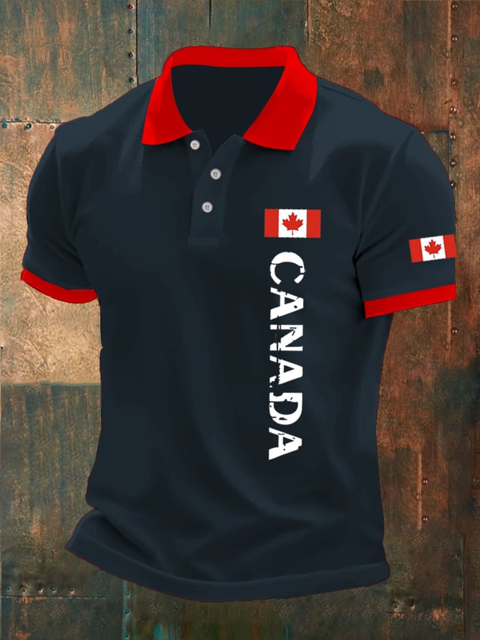 Camisa polo Canadian Flag estampado para hombre