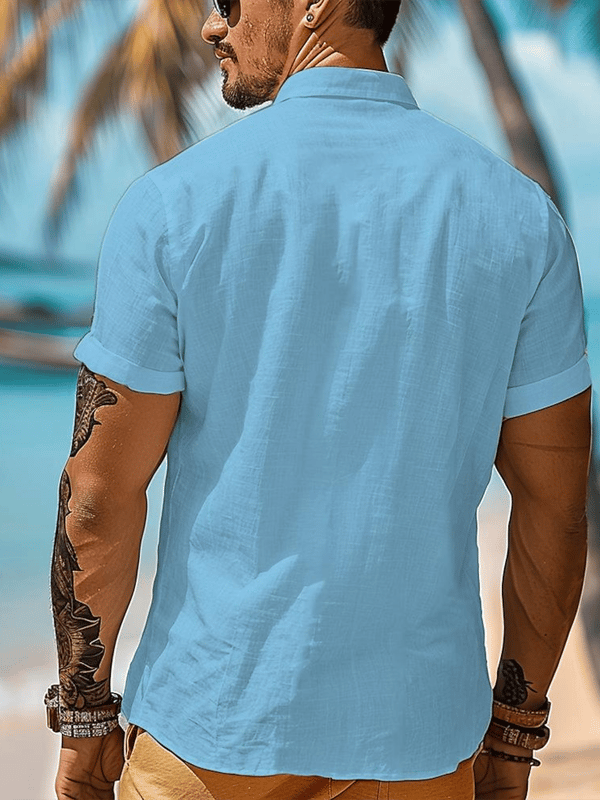 Camisa retro Hawaiian Vacation de manga corta para hombre