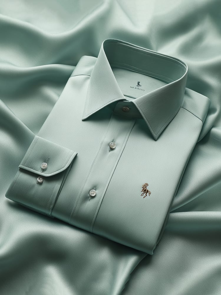 Camisa satén Luxe de manga larga con botones para hombre