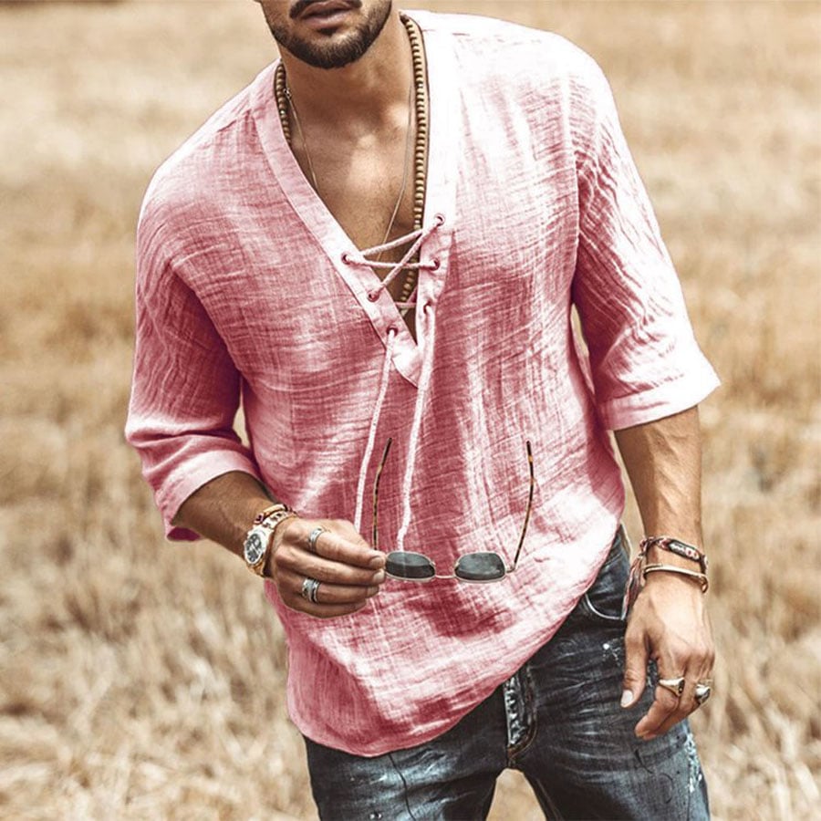 Camiseta casual de lino para hombre