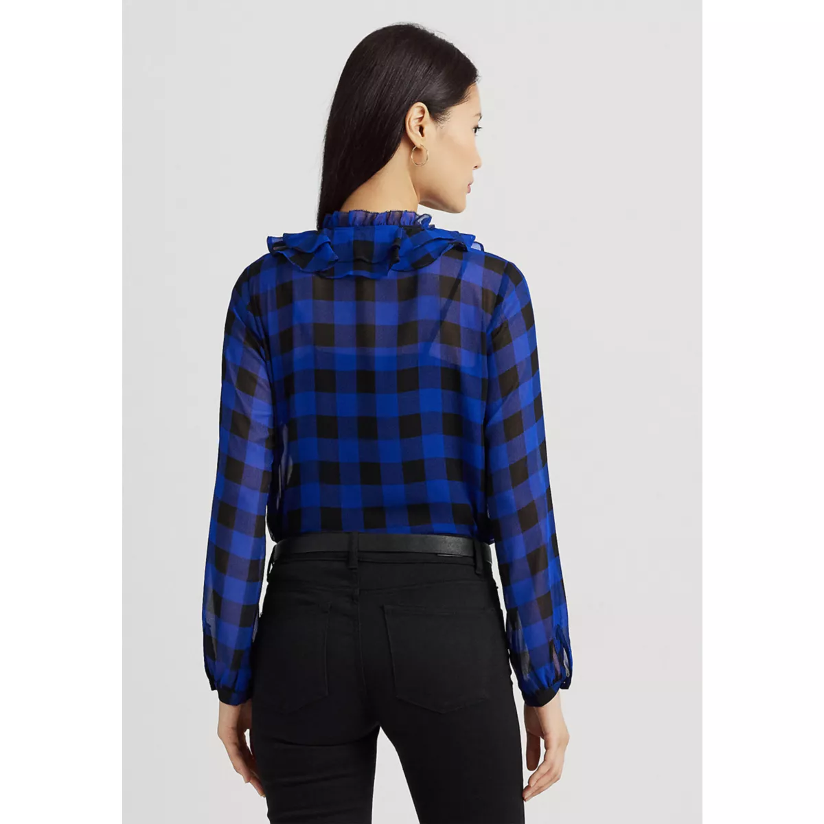 Buffalo Check Ruffled Georgette Blouse - 2