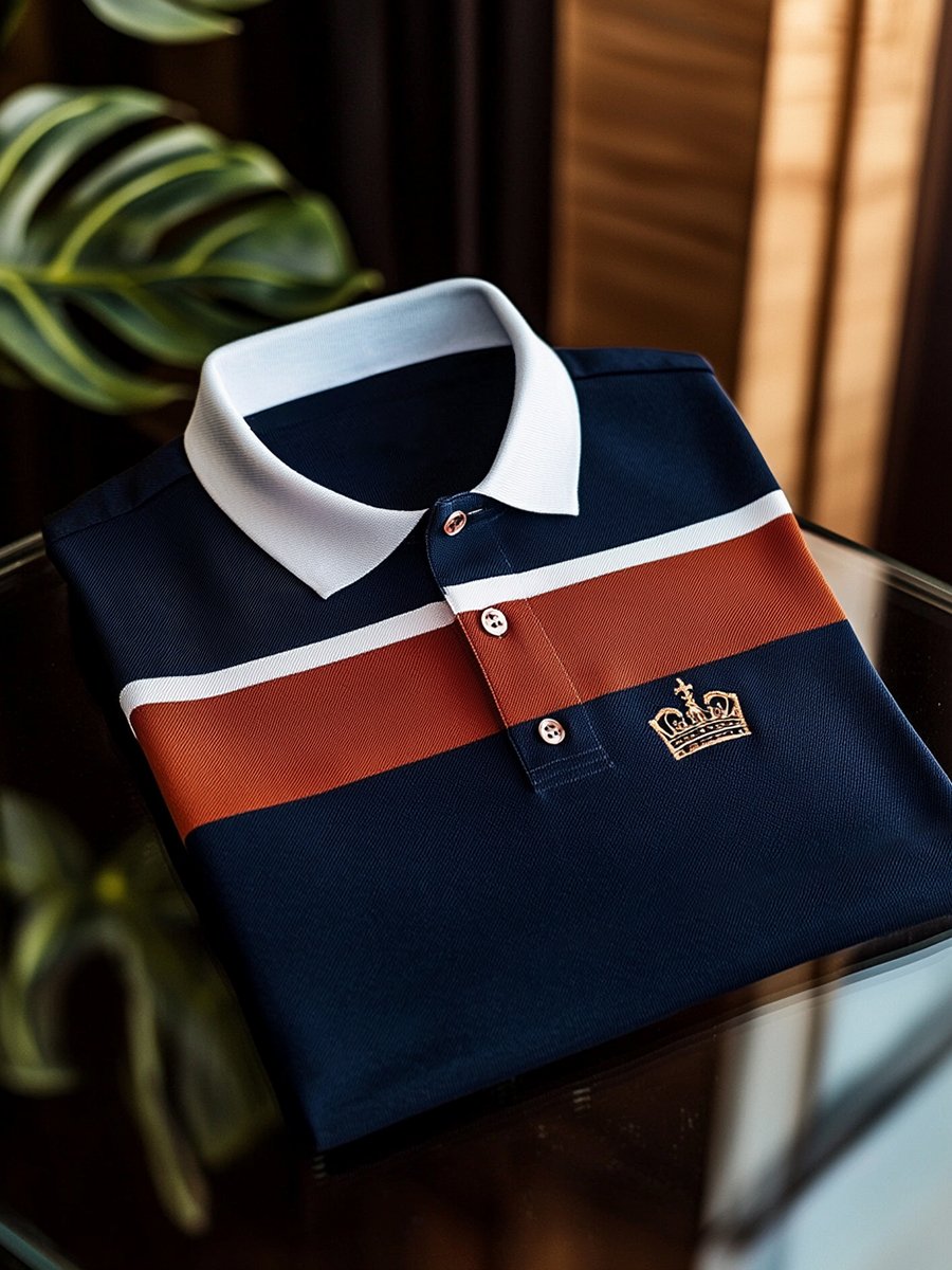 Camisa polo vintage ejecutivo de manga larga para hombre