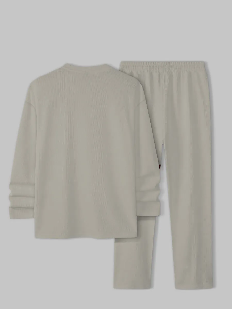 Simple Colorblock Round Neck casual Sports Set 0140 para hombre