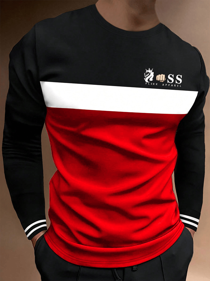 Camiseta retro Lettering estampado de manga larga para hombre