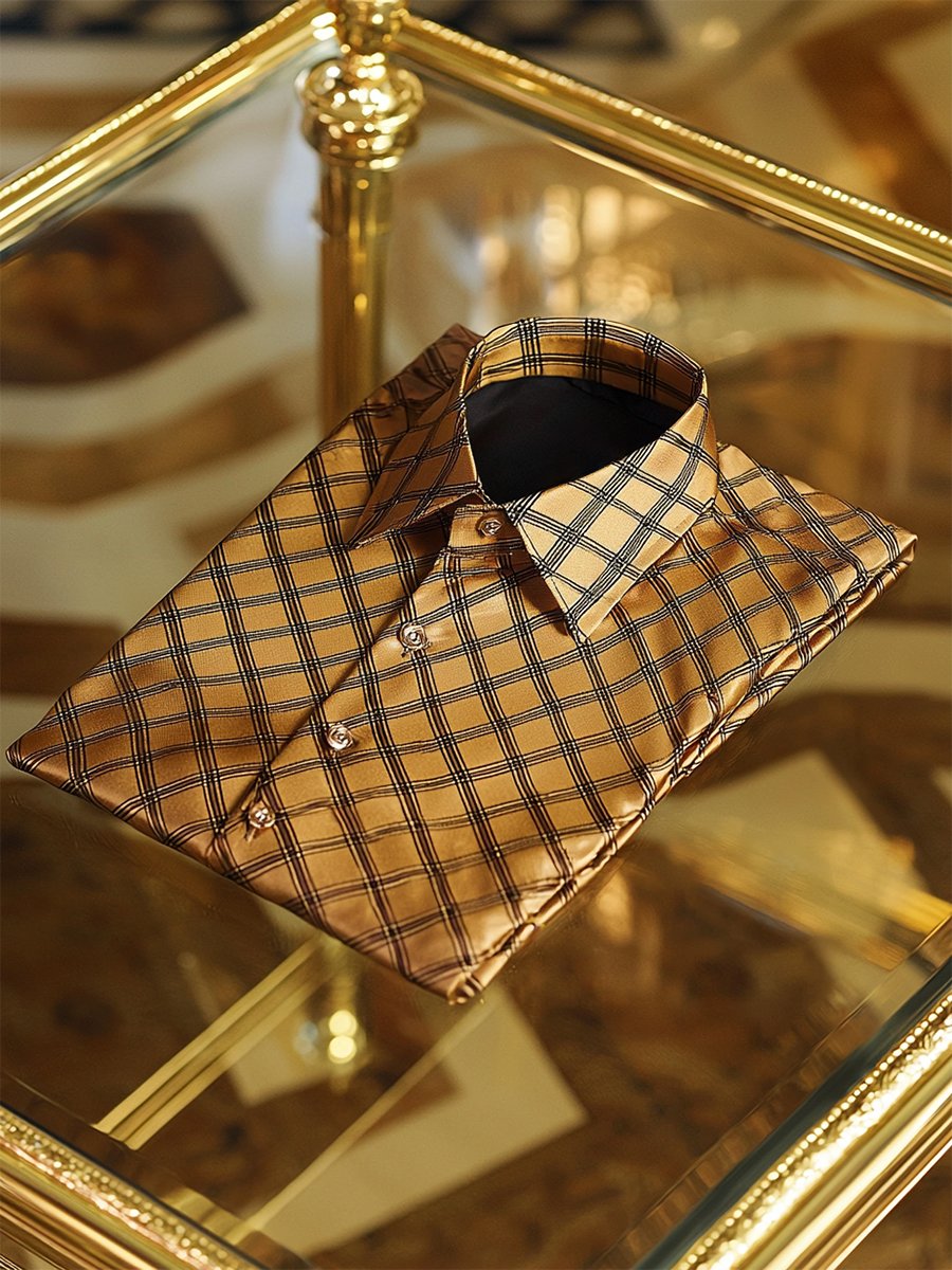 Camisa satén Luxe de manga larga con botones para hombre