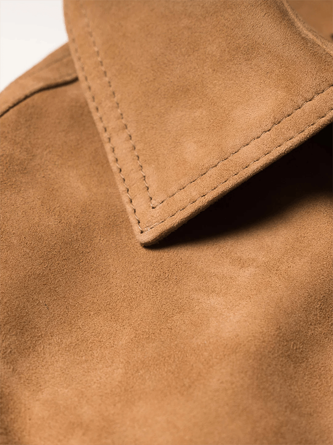 Chaqueta vintage gamuza Multi-bolsillo solapa para exterior para hombre