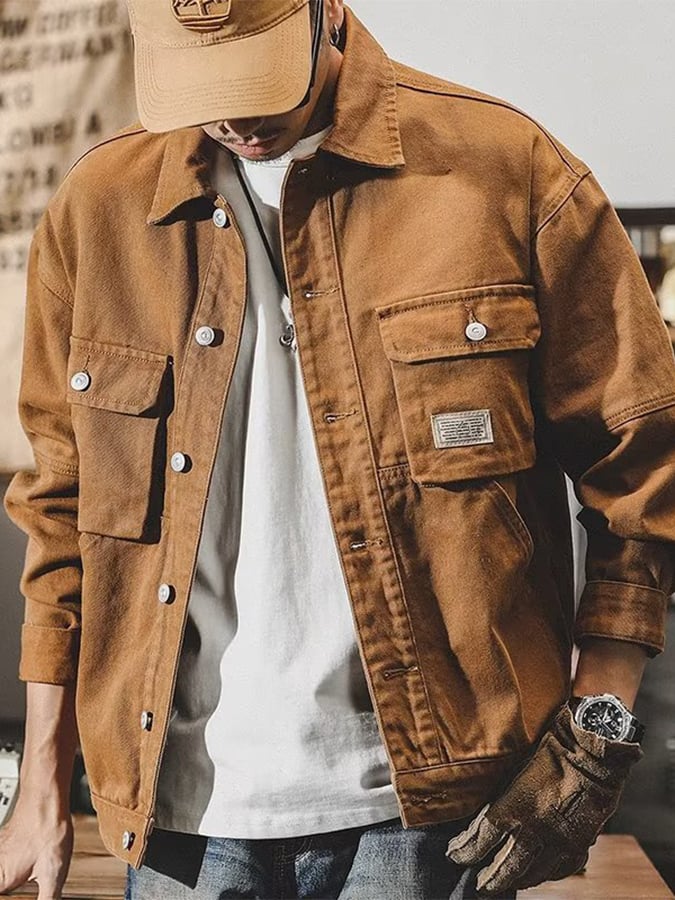 Chaqueta casual retro solapa para hombre