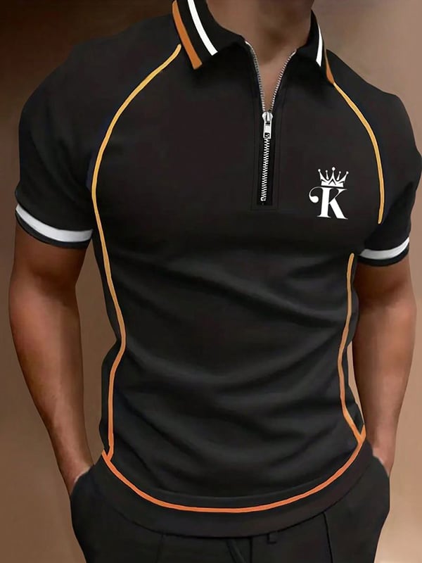 Camisa polo ejecutivo Logo con botones de manga corta para hombre