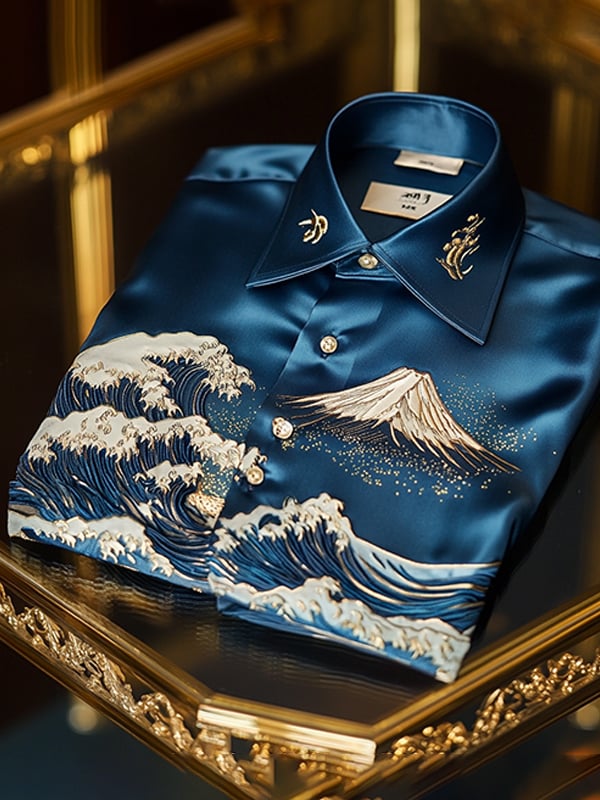Camisa satén de lujo ejecutivo de manga larga para hombre