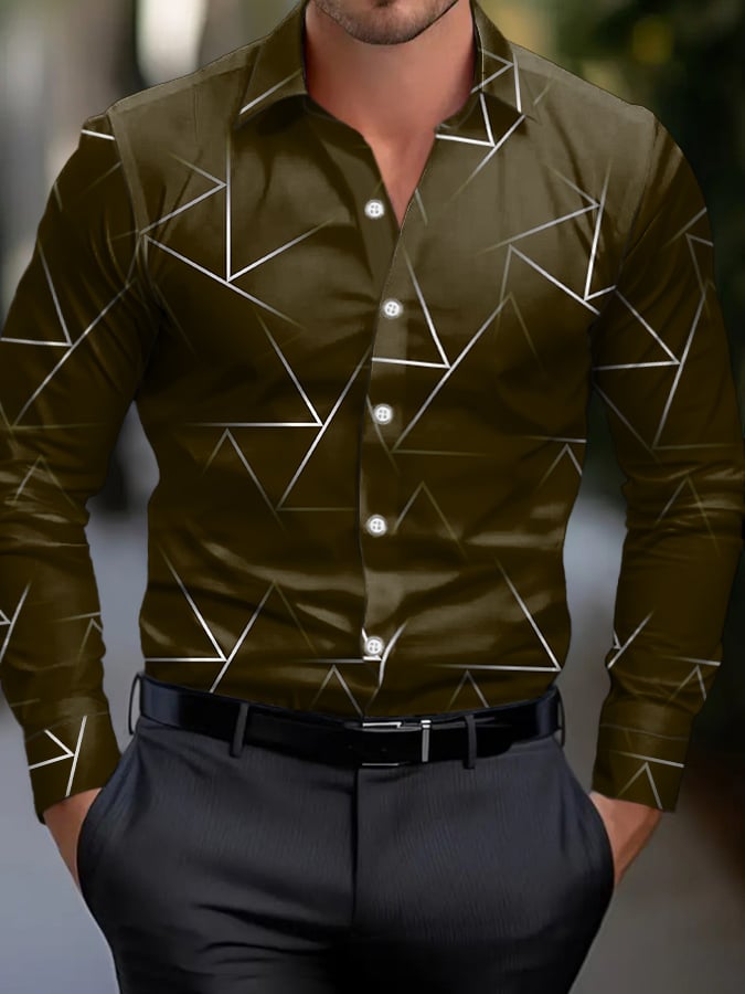 Simple ejecutivo Style geométrico diseño Princamiseta para hombre