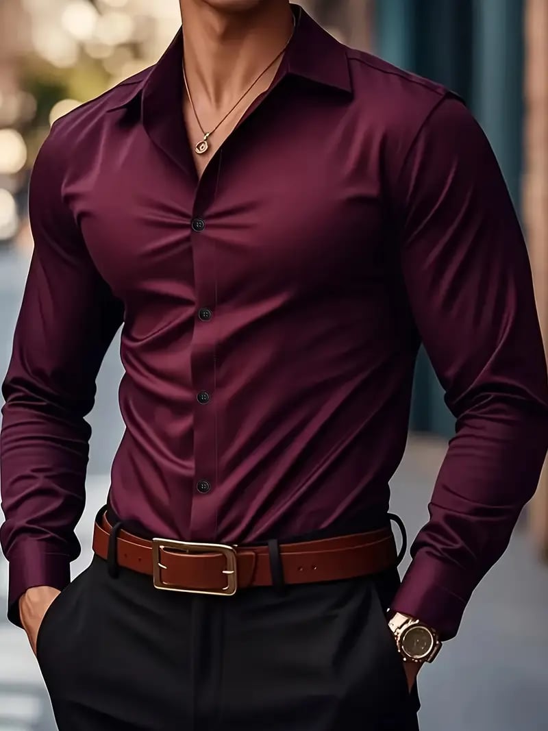 Camisa Street Style ejecutivo casual estampado de manga larga para hombre