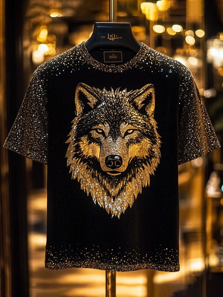 Camiseta Sequin ejecutivo Wolf estampado de manga corta para hombre