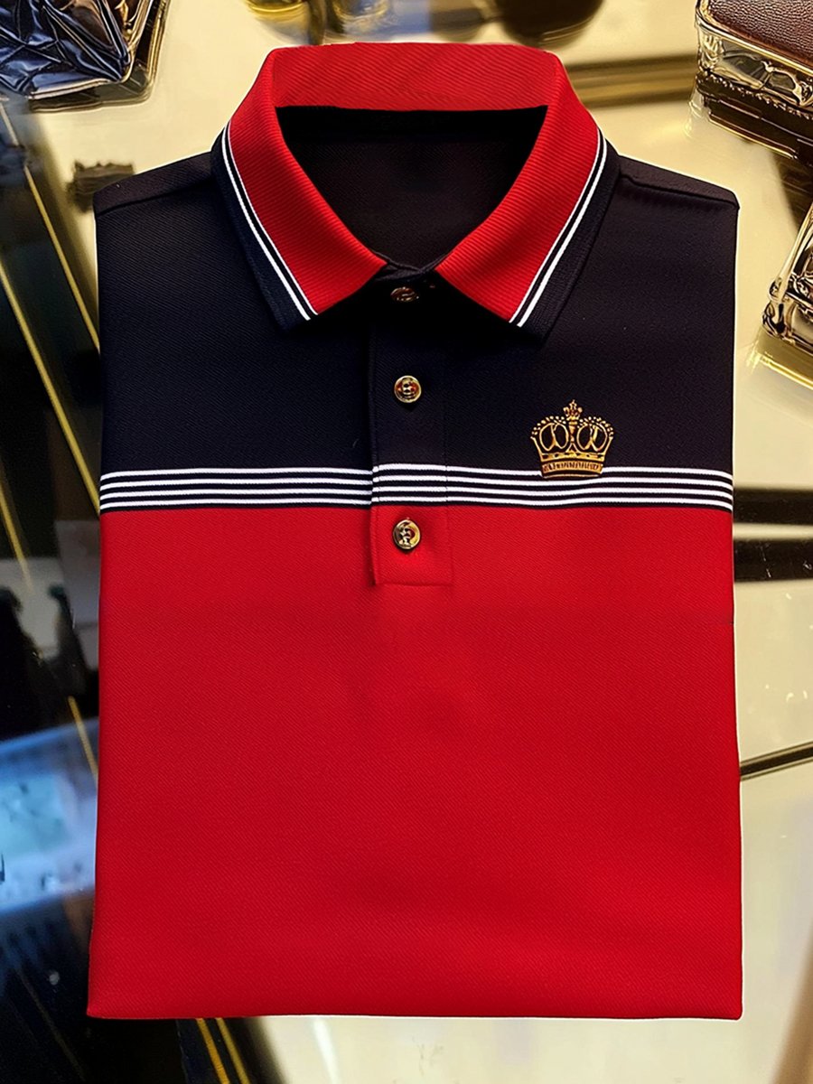 Camisa polo vintage ejecutivo de manga larga para hombre