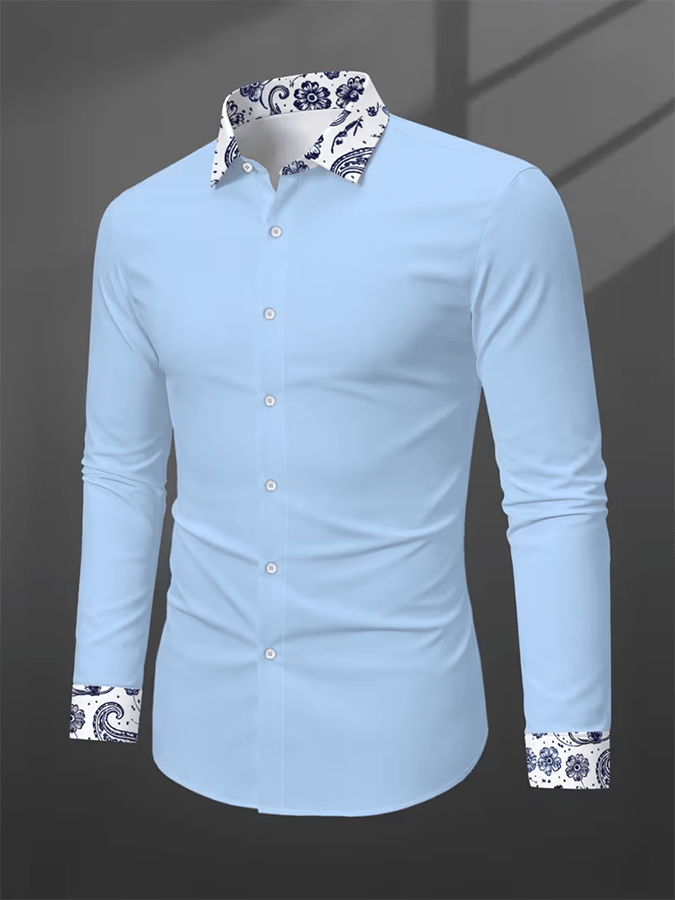 Camisa retro Abstract Art estampado Comfortable ejecutivo Style para hombre