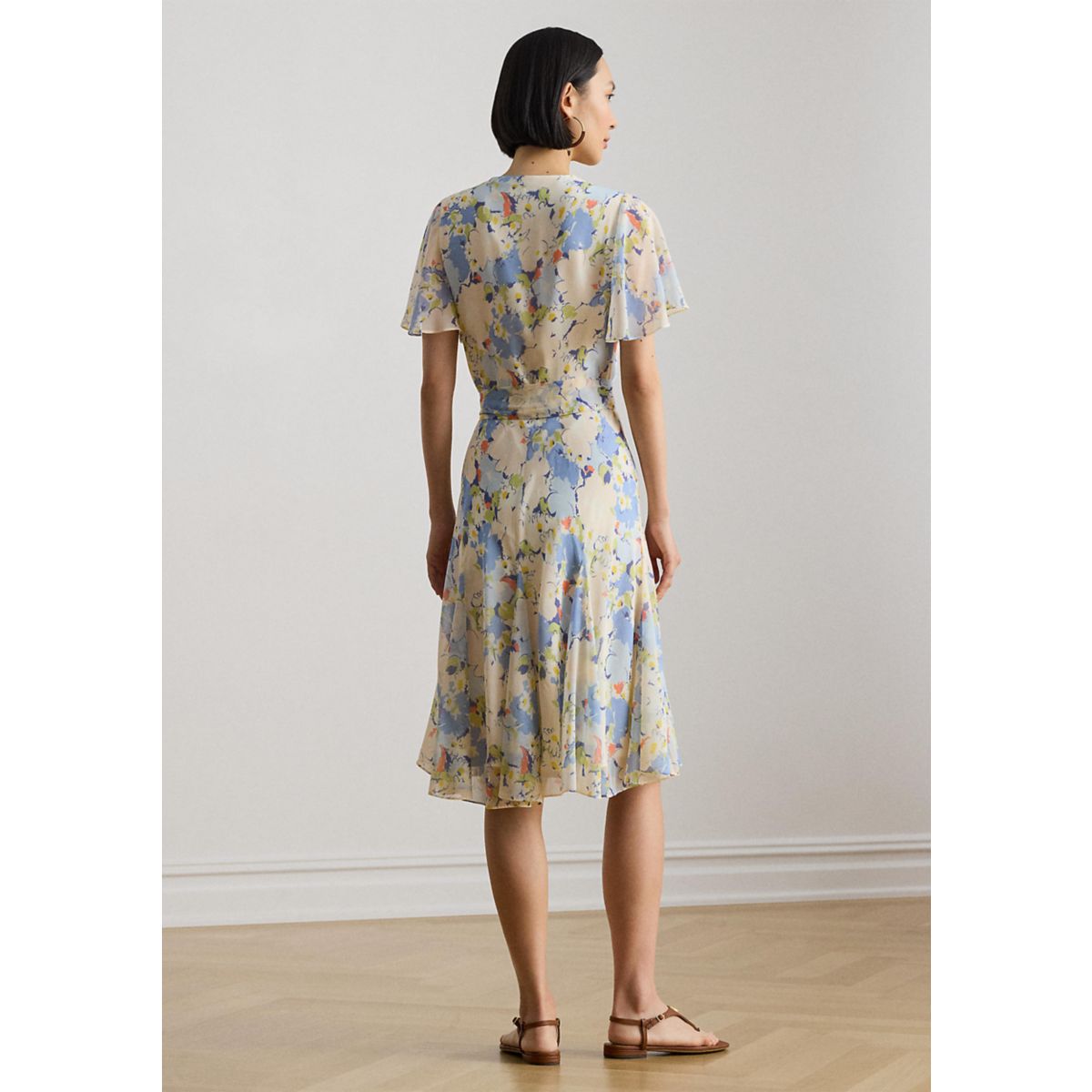 Women's Floral Crinkle Georgette Surplice Dress - 2