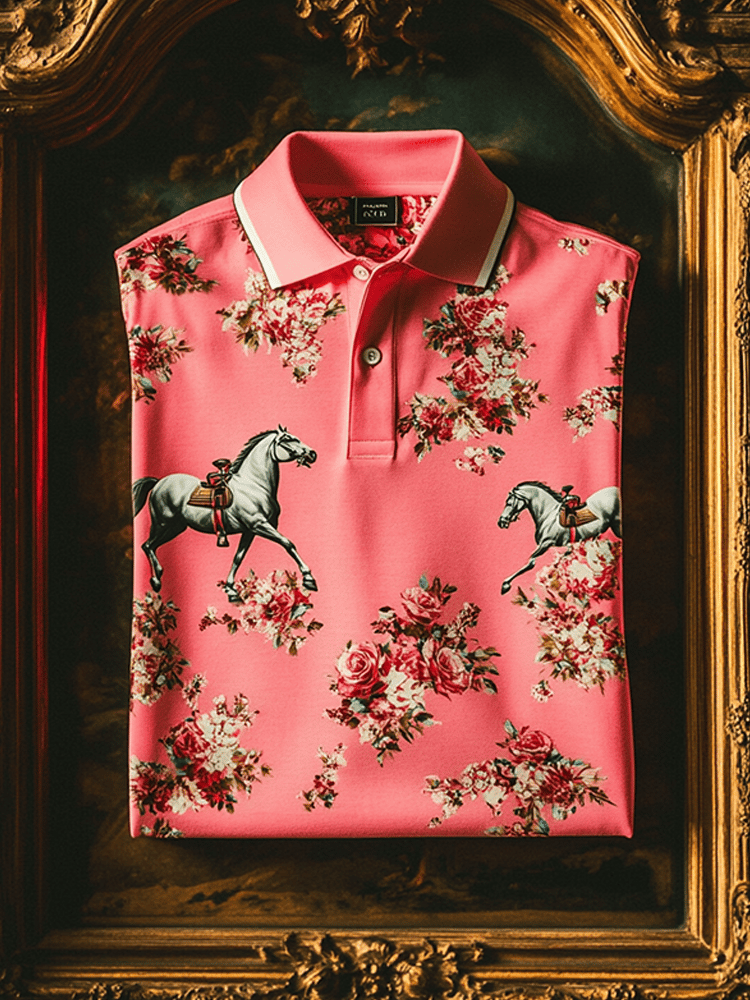 Camiseta Horse Racing de manga corta Polo para hombre