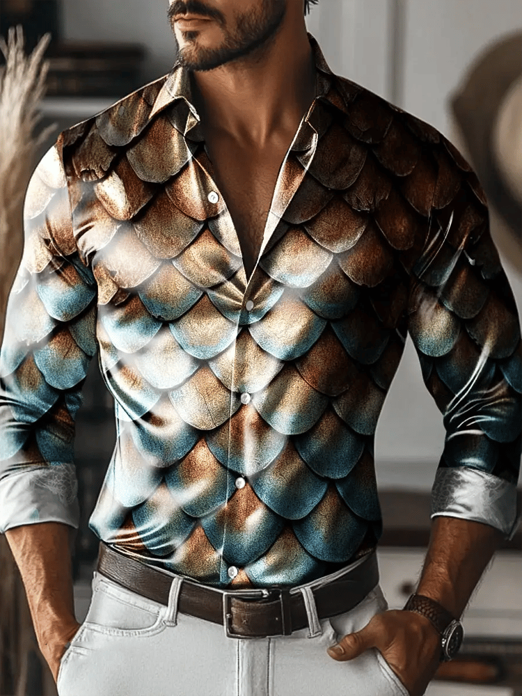 Camisa vintage de manga larga para hombre
