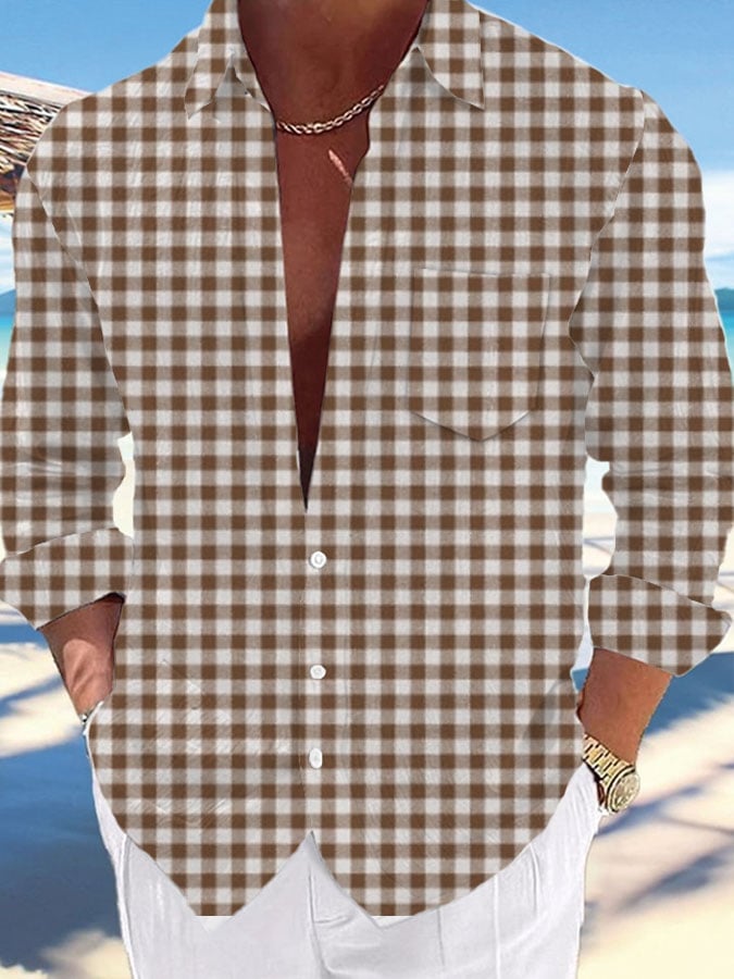 Camisa Pink a rayas Abstract Art de manga larga para hombre