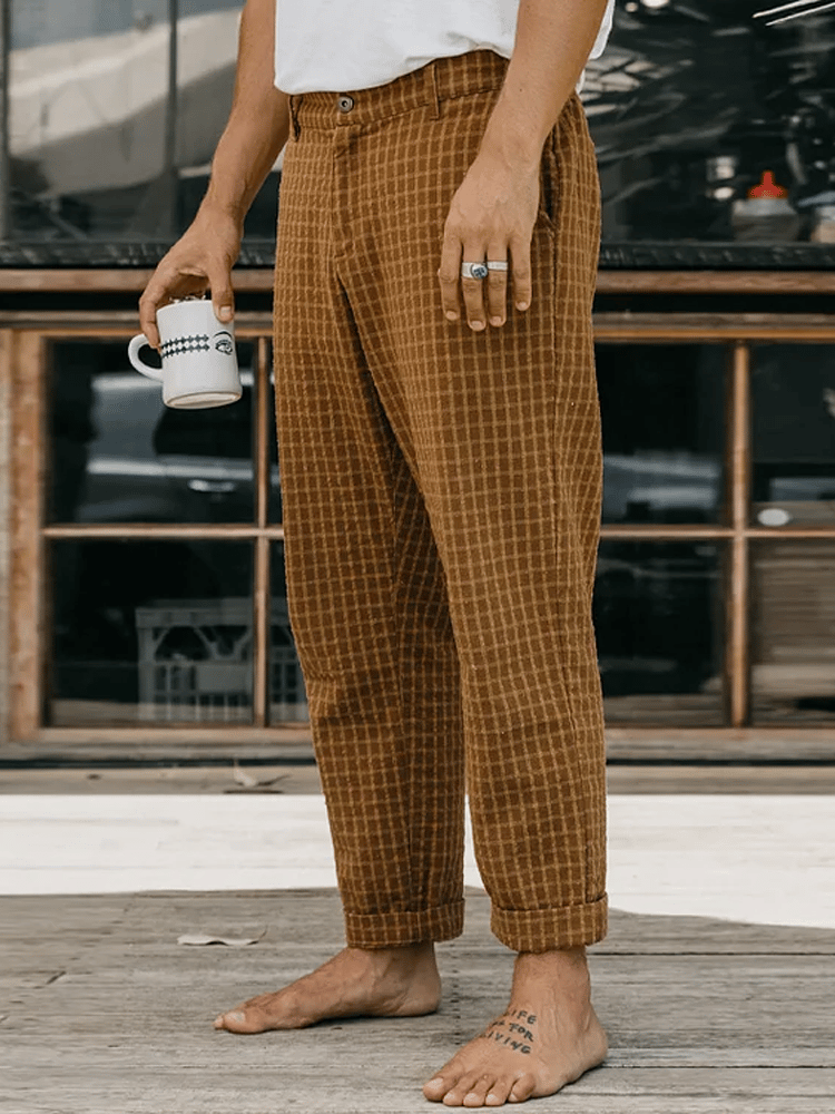 Pantalón retro Check casual para hombre