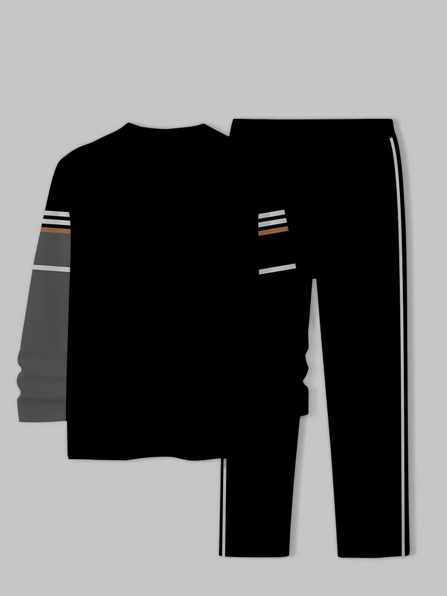 Simple Colorblock Round Neck casual Sports Set 091 para hombre