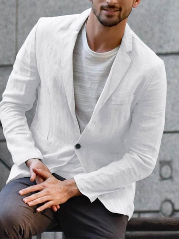 Casual holgado de algodón and de lino suit para hombre