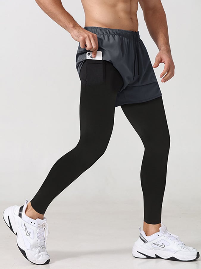 Quick Dry Fake Two Piece Leggings para hombre
