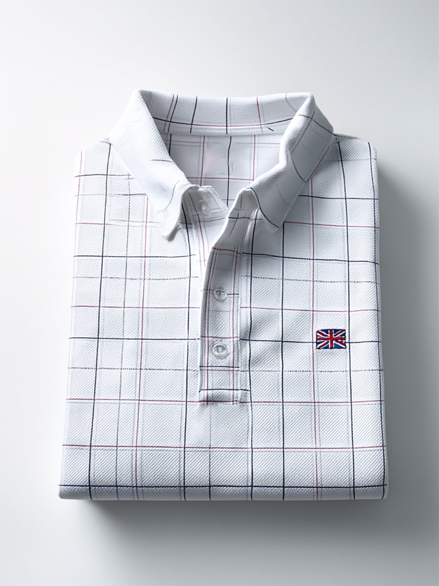 Camisa polo ejecutivo casual Union Jack Button de manga corta para hombre