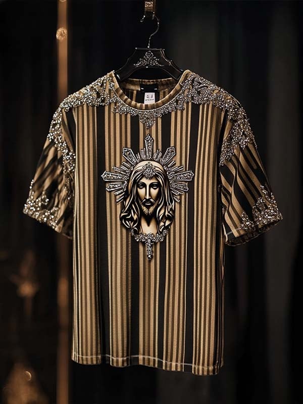 Camiseta ejecutivo Saint de lujo estampado de algodón de manga corta para hombre